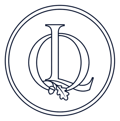 Oakford Ledger emblem — OL monogram with oak leaf and acorn inside a double circular border
